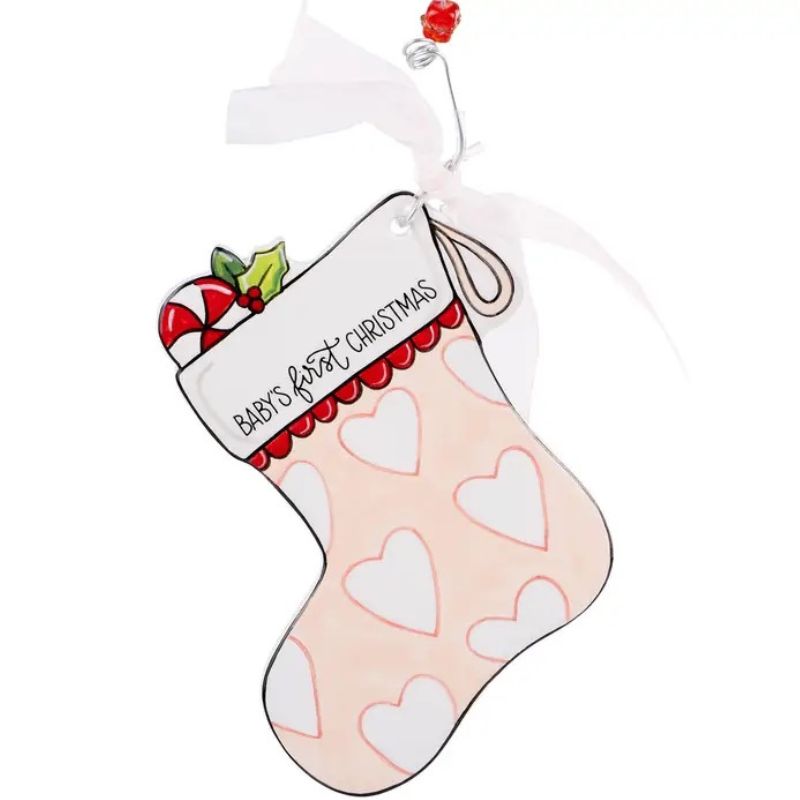 Pink Stocking Flat Ornament